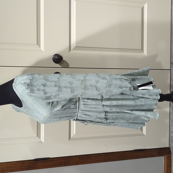 XtraordinaryBurnout Long Sleeve Tie Front Chiffon Dress - Picture 3 of 3